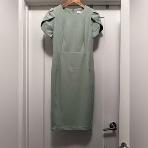 💚 NWT! Green CALVIN KLEIN Tulip Sleeve Sheath Dress - Size 4